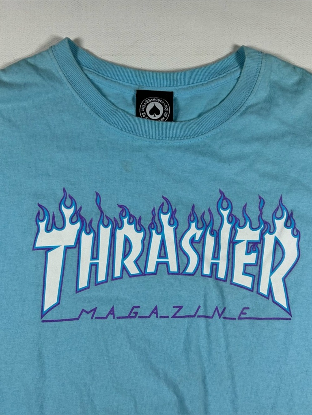 Vintage Thrasher Magazine Men’s Skateboarding T-shirt Men’s Large L Teal Flames